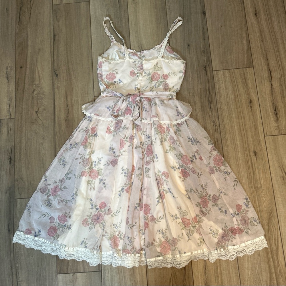 Gunne Sax Floral Dress Fairy Whimsy Romantic Feminine Coquette Lace Trim Size 13 - Picture 6 of 12